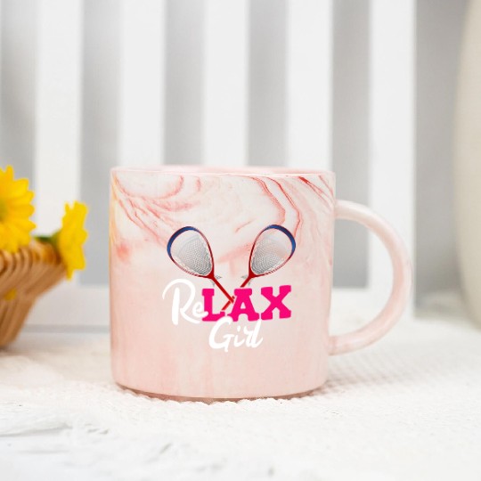 ReLAX Girl Lax Stick Athletic Sports Player Marble Mugs