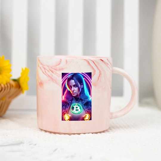 Bitcoin Woman Marble Mugs