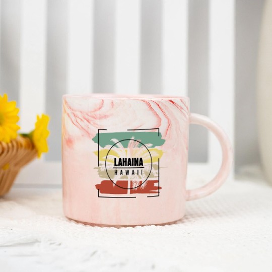 Lahaina Maui Hawaii Palm Tree Retro Artistic Marble Mugs