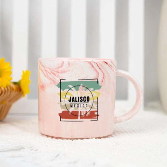 Jalisco Mexico Palm Tree Retro Artistic Marble Mugs