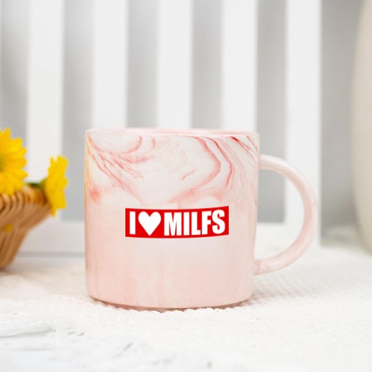 I love milfs red design Marble Mugs