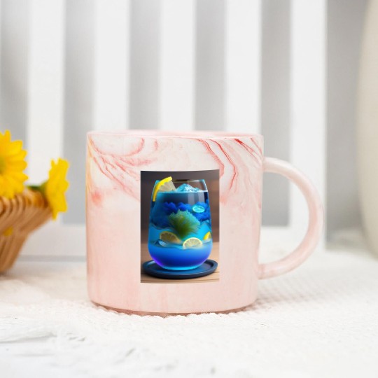 Electric Blue Lemonade Marble Mugs