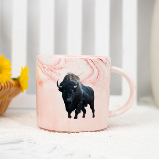 Majestic bison black with lightning bolts buffalo Marble Mugs