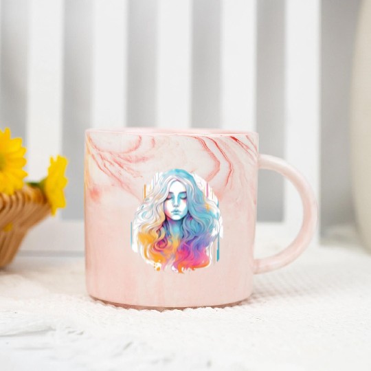 Glimmering Holographic Girl The Future is Now Marble Mugs