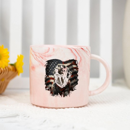 US Dog 4th of July Marble Mugs