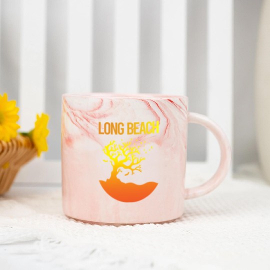 Neon Tree Art Long Beach 70s Marble Mugs