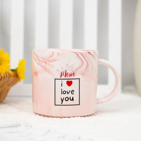 i love you mom , mother s' day Marble Mugs