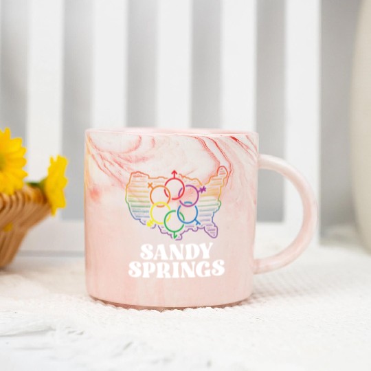 Sandy Springs Pride Flag Pride Month LGBTQ Flag Marble Mugs
