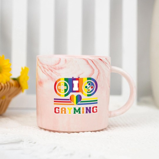 Love Gaming Gay LGBTQ Rainbow LGBT Pride Month Marble Mugs