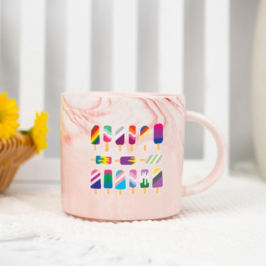 Ice Cream Gay LGBTQ Rainbow LGBT Pride Month Marble Mugs