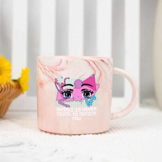 Senpai Is Never Going to Notice You Anime Funny Ma Marble Mugs