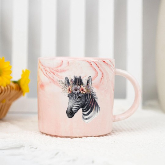 Watercolor Zebra Flower Crown Africa Safari Boho A Marble Mugs