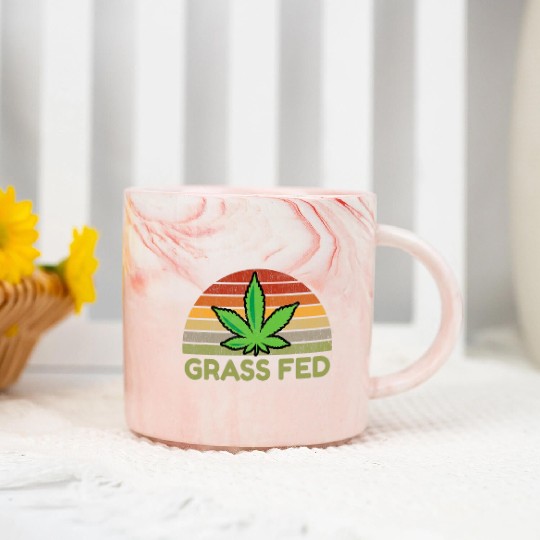 Grass Fed Hemp Farmer Weed Cannabis Marijuana Marble Mugs