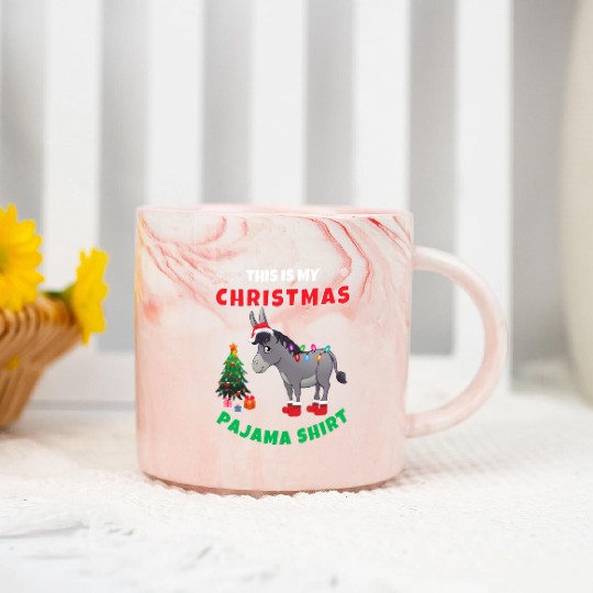 Donkey Pajama Christmas Farmer Farm Santa Donkey Marble Mugs