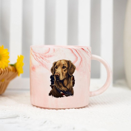 Golden Retriever American Flag Dog Lover Marble Mugs