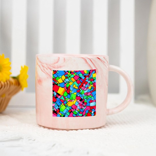 ABSTRACT PAINTING COLORFULL WATERBASE CUBE BLACK Marble Mugs