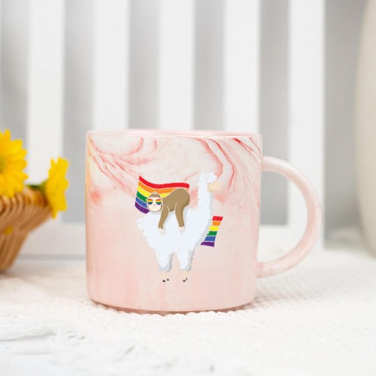 Sloth Equality Gay LGBTQ Rainbow LGBT Pride Month Marble Mugs