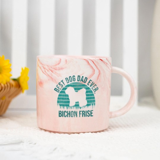 Best Dog Dad Ever Bichon Frise Dog Gift for Men Marble Mugs