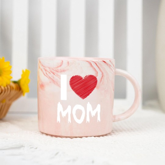 I Love Mom Marble Mugs
