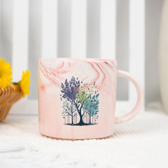 Minimalist spring Trees Marble Mugs