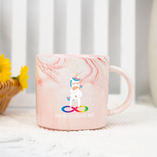 Dancing To A Different Beat Neurodiversity Unicorn Marble Mugs