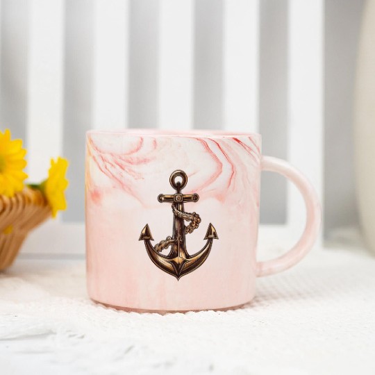 Anchor, Brown ,Sailing ,Sailboat ,Motor Boat, Marble Mugs