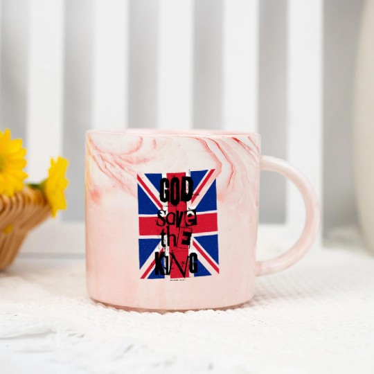 God Save The King Charles British Royal Punk Marble Mugs