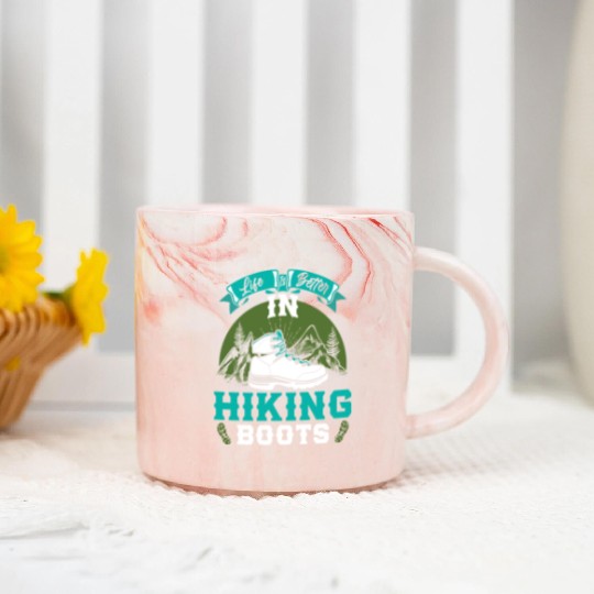 Life is better in Boots Hiking Mountain Fan Marble Mugs
