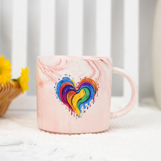 Love is Love: LGBT Rainbow Heart for All Marble Mugs