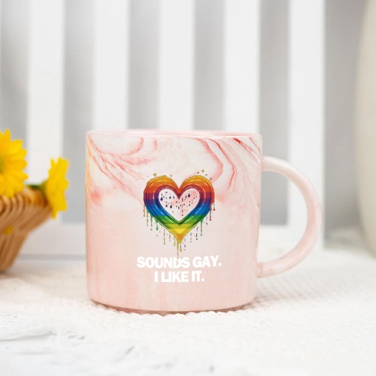 Sounds Gay I' Like It Pride Month Lesbian Gay Bi Marble Mugs