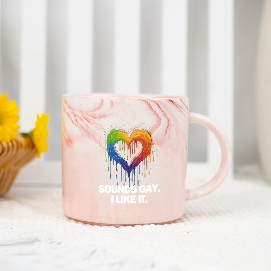 Sounds Gay I' Like It Pride Month Lesbian Gay Bi Marble Mugs