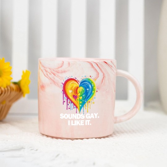 Sounds Gay I' Like It Pride Month Lesbian Gay Bi Marble Mugs