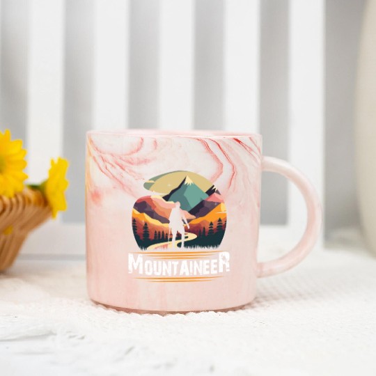 Mountaineer Mountains climbing Hiker Wanderlust Marble Mugs