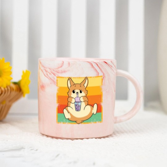 Bubble Tea Lover Boba Tea Drinker Dog Owner Marble Mugs