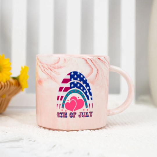 4th of July, Love America Marble Mugs