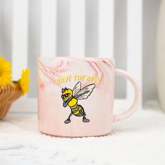 Save The Bees Marble Mugs Dabbing Bumblebee Bee