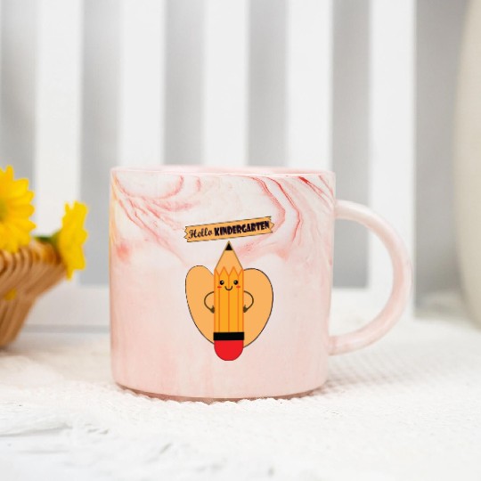 HELLO KINDERGARTEN - A Pencil has a heart Marble Mugs
