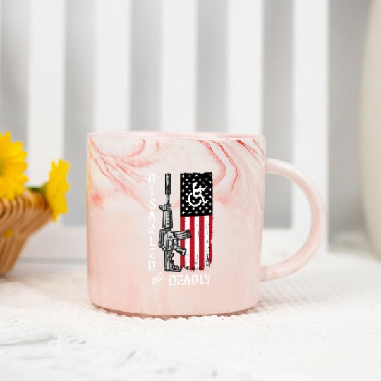 Disabled But Deadly Gun Grandpa US Flag Disability Marble Mugs