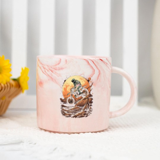 Dirt Bike Moon Motocross Motorcycle Riding Biker Marble Mugs