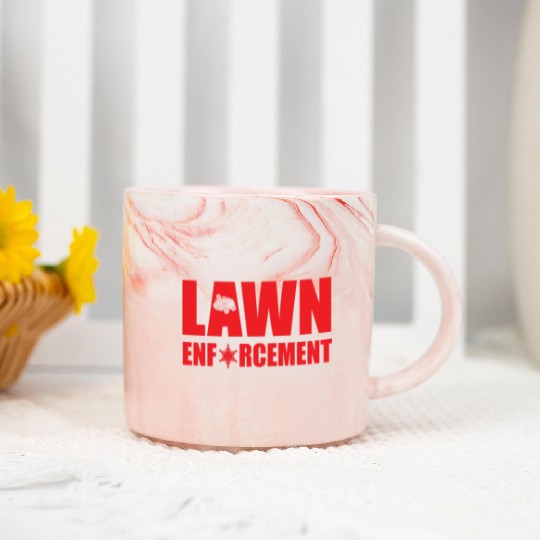 Funny Lawn Enforcement Outfit Grass Cutting Marble Mugs