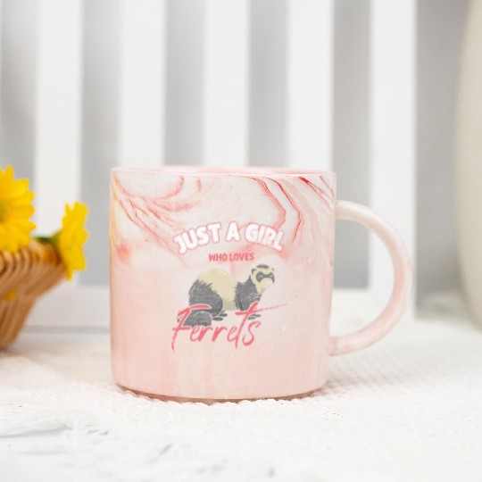 Girl Love Ferret Marble Mugs