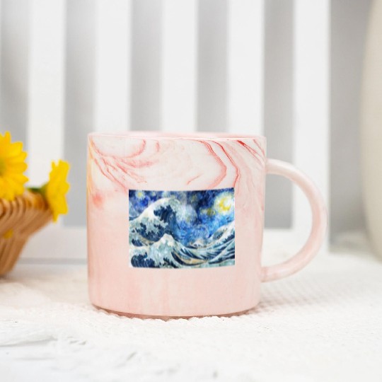 Great Wave During a Starry Night Click on Artist Marble Mugs