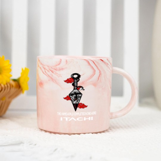 The anime world completes in one word Itachi Marble Mugs