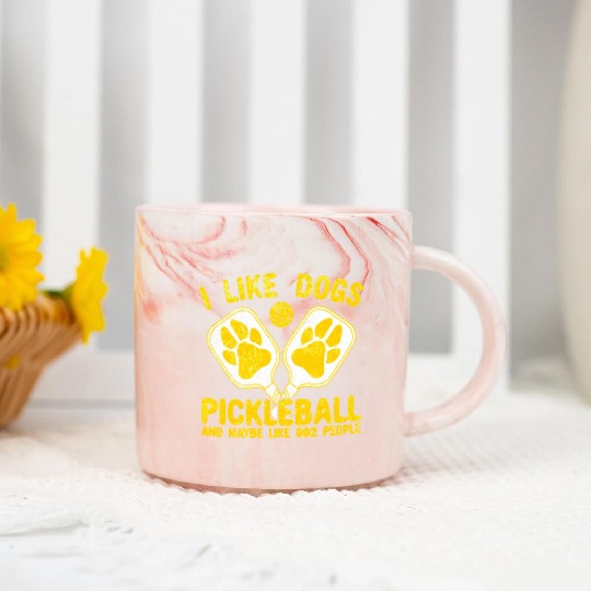 I Like Dogs Pickleball And Maybe Like 002 People Marble Mugs