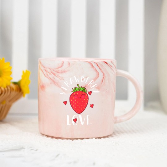 Strawberry Love Lover Fruit Smiling Farmer Greengr Marble Mugs