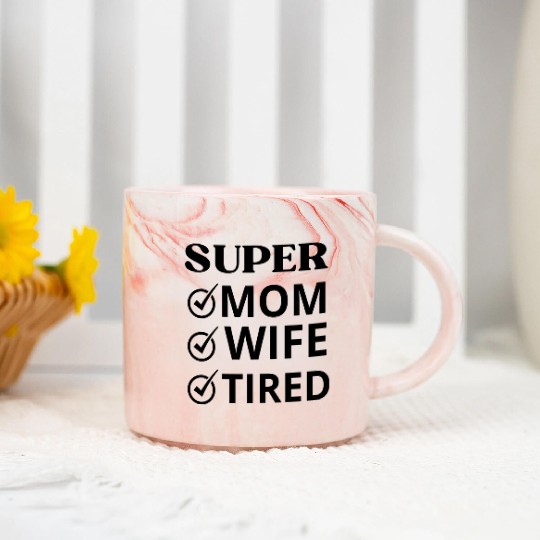 vintage international women's day mom,wife,tired Marble Mugs