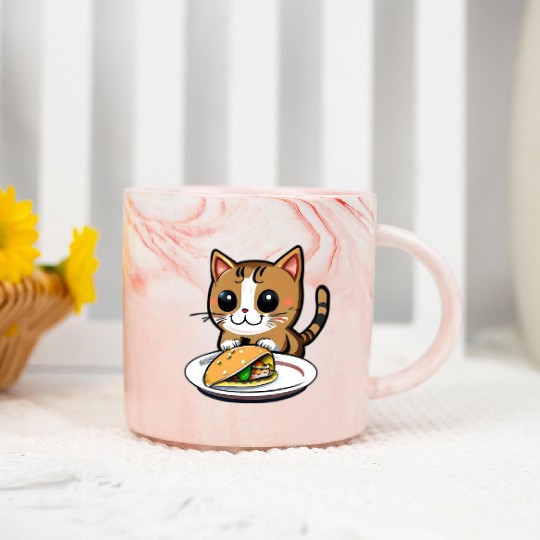 Cute Cat and Taco: A Playful Combination for Your Marble Mugs