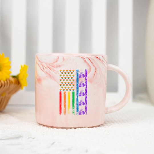 American Sports Rainbow Flag LGBT Pride Month Marble Mugs