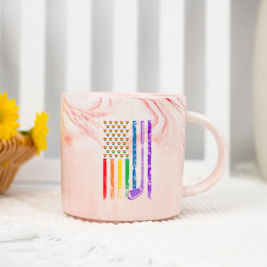 American Sports Rainbow Flag LGBT Pride Month Marble Mugs
