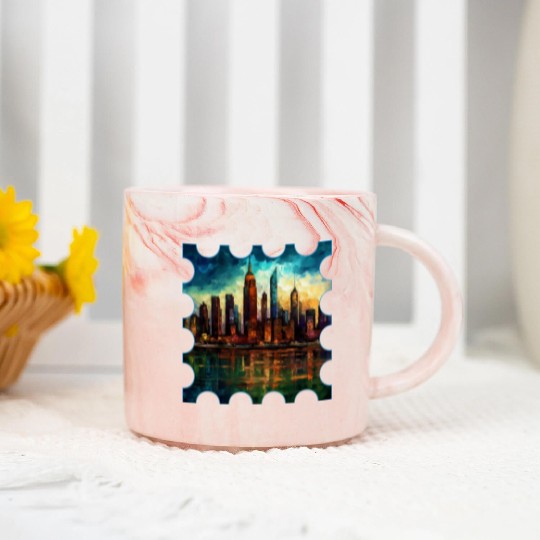 New York skyline Reverie A Symphony of Dreams Marble Mugs